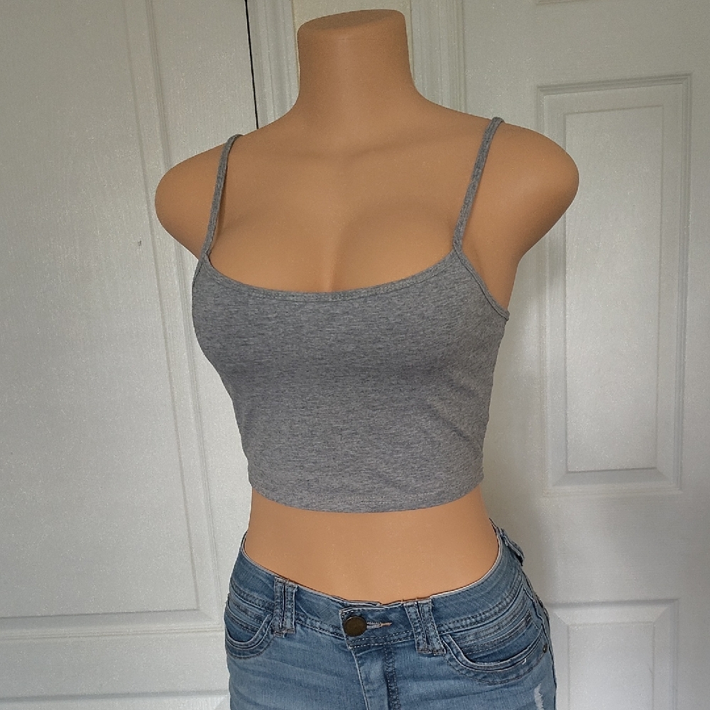 SHEIN Heather Gray Spaghetti Strap Crop Top